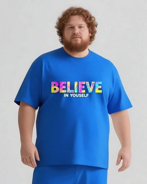 Big & Tall Graphic Streetwear T-Shirt Shorts Set for big men view 10