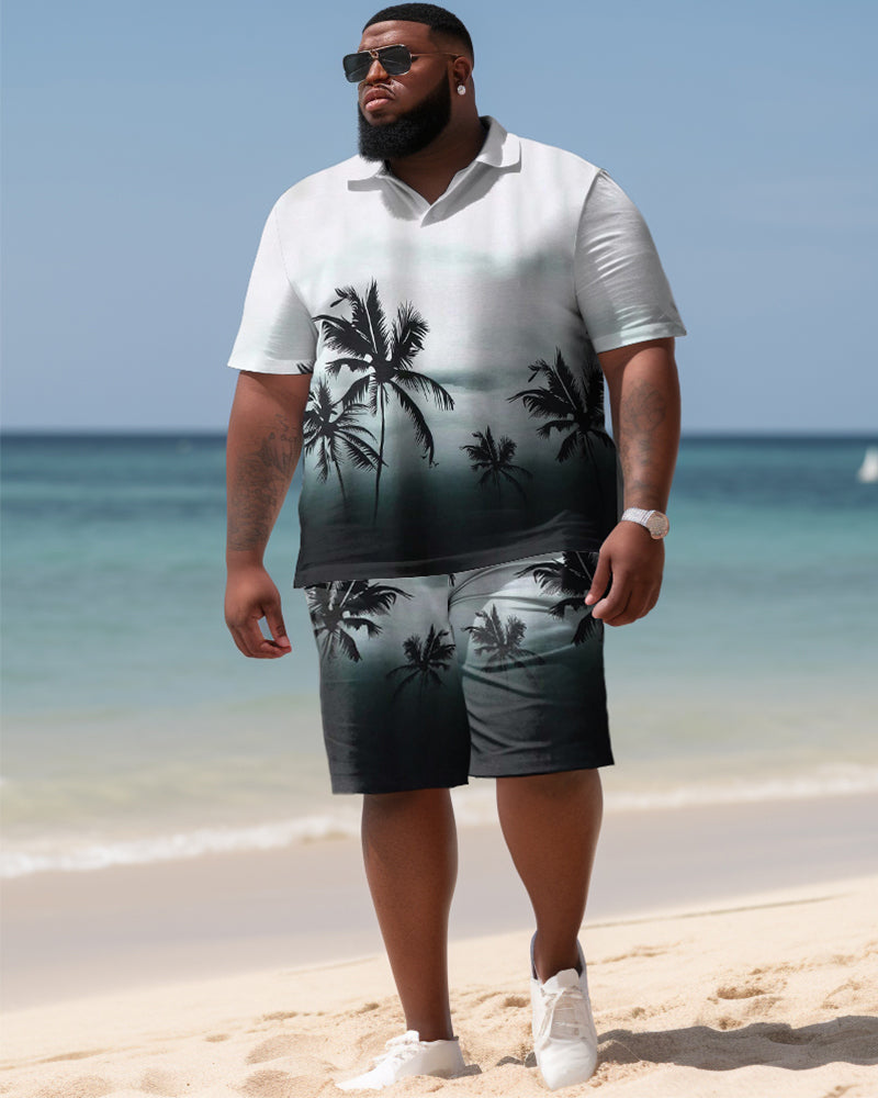 Big & Tall Hawaiian Colorblock T-Shirt Shorts Set for big men view 2