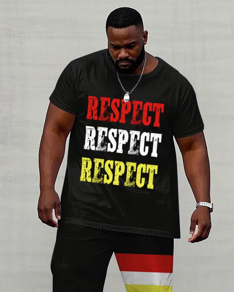 Big & Tall Black Graphic T-Shirt Pants Set for big men view 2