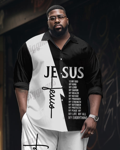 Big & Tall Graphic Vintage T-Shirt Pants Set for big men view 2
