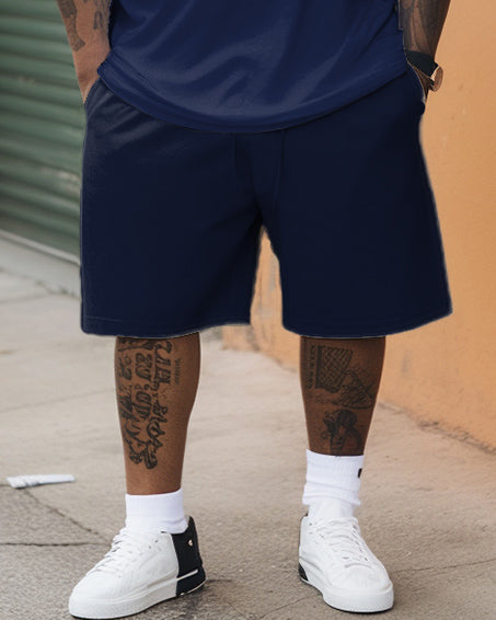 Big & Tall Business Casual T-Shirt Shorts Set for big men view 3