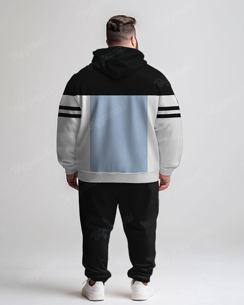 Big & Tall Colorblock Striped Hoodie Sweatpants Set for big men view 4