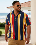 Big & Tall Blue Red Colorblock Polo Shirt for big men