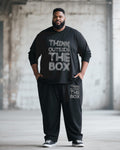 Big & Tall Striped Graphic Graffiti T-Shirt Pants Set for big men view 1