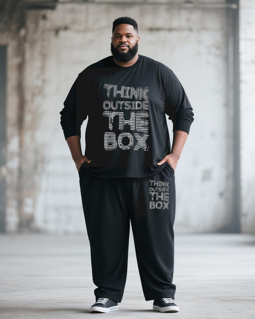 Big & Tall Striped Graphic Graffiti T-Shirt Pants Set for big men view 1