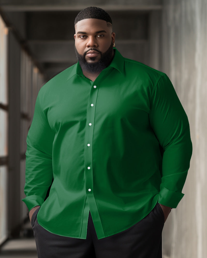 Big & Tall Solid Color Long Sleeve Shirt for big men view 4