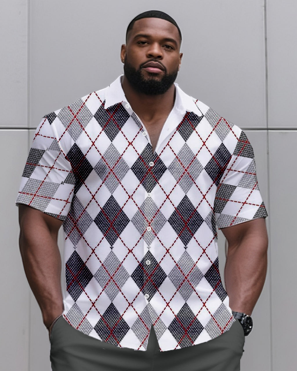 Big & Tall Graphic T-Shirt Shorts Set for big men view 2