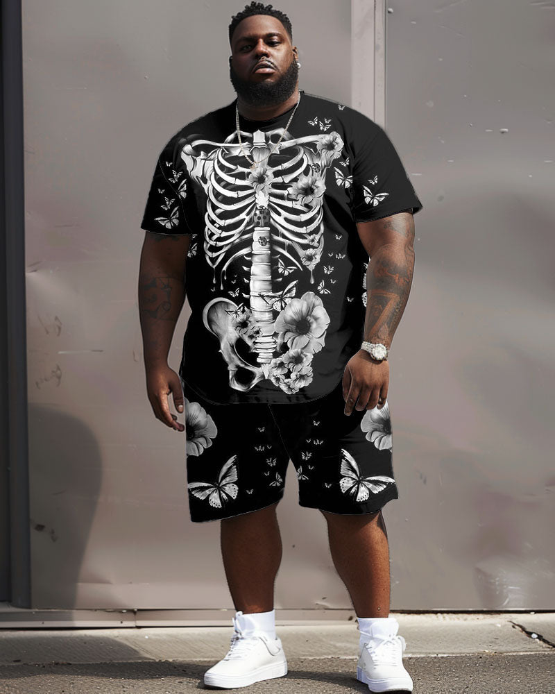 Big & Tall Graphic Floral T-Shirt Shorts Set for big men view 1