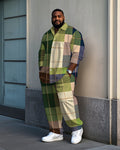 Big & Tall Green Plaid T-Shirt Pants Set for big men view 1