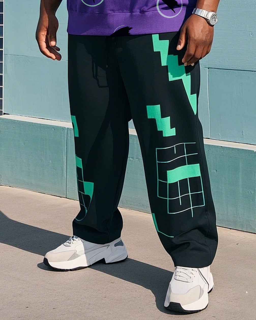 Big & Tall Colorblock Vest Pants Set for big men view 3