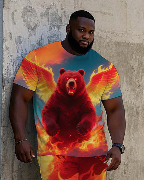 Big & Tall Streetwear T-Shirt Shorts Set for big men view 1