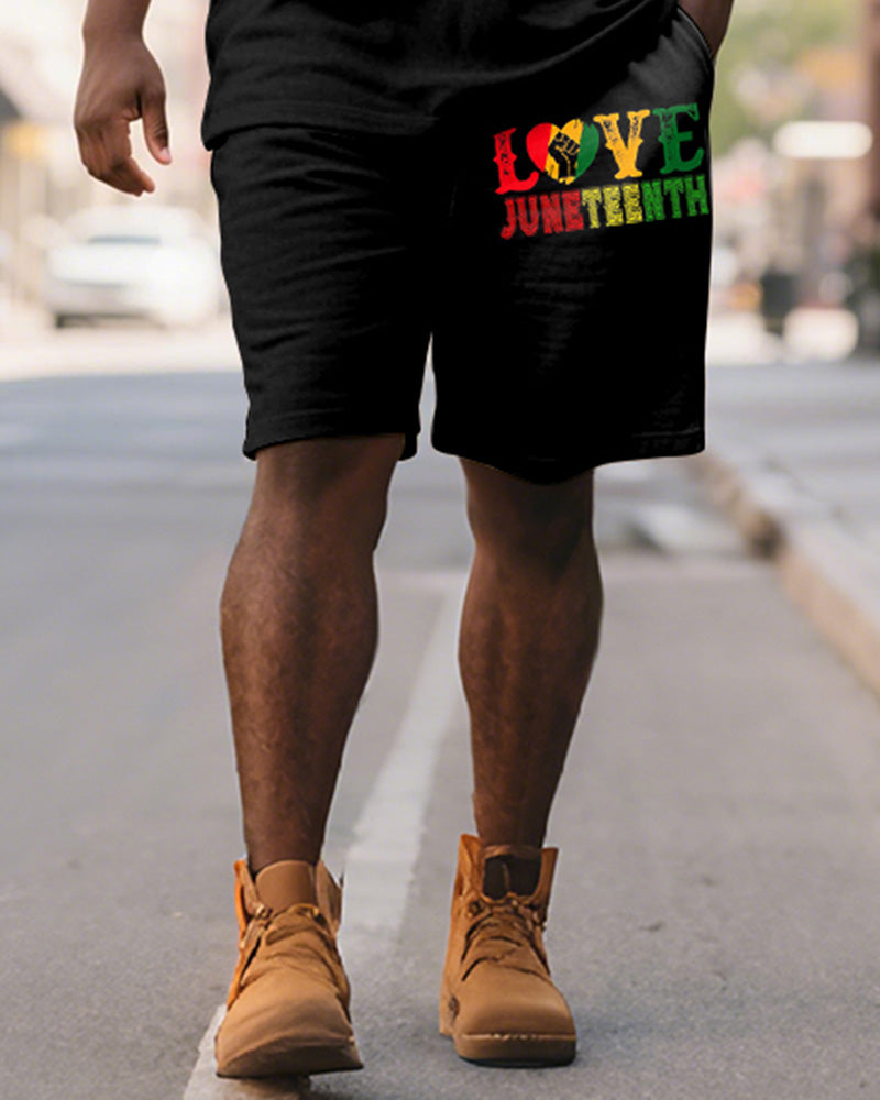 Big & Tall Juneteenth Colorblock Polo Shorts Set for big men view 3