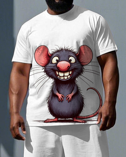 Big & Tall Graphic T-Shirt Shorts Set for big men view 2