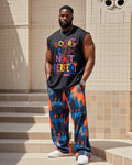 Big & Tall Gradient Vest Pants Set for big men view 1