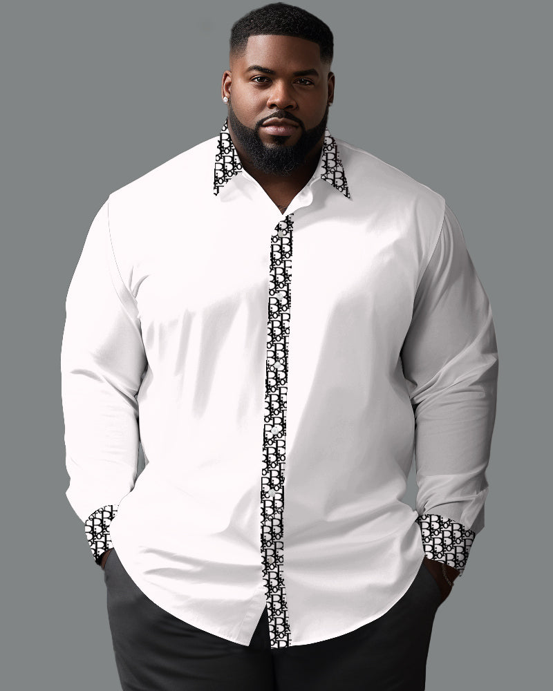 Big & Tall Patchwork Long Sleeve Shirt for big men view 4