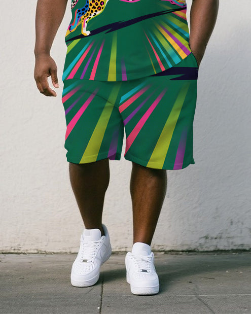 Big & Tall Streetwear Polo Shorts Set for big men view 3