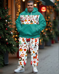 Big & Tall Patchwork Hoodie Sweatpants Set for big men view 7