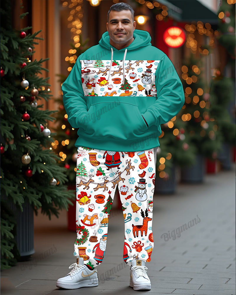 Big & Tall Patchwork Hoodie Sweatpants Set for big men view 7