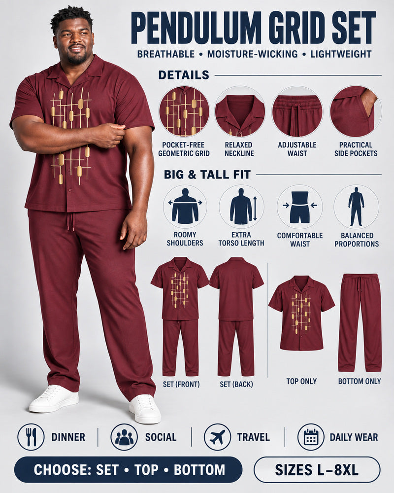 Burgundy Brass Pendulum Grid front and back, construction, fit, occasions and Set Top Bottom buying guide