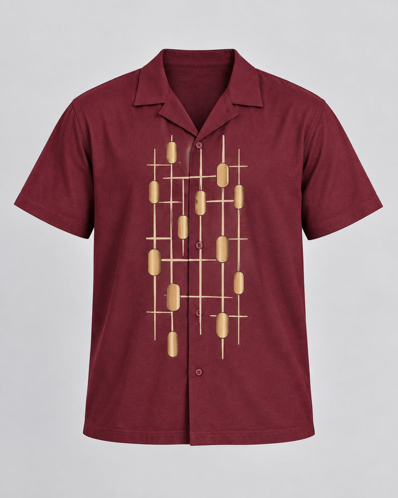 Burgundy Brass Pendulum Grid pocket-free shirt only, front product view