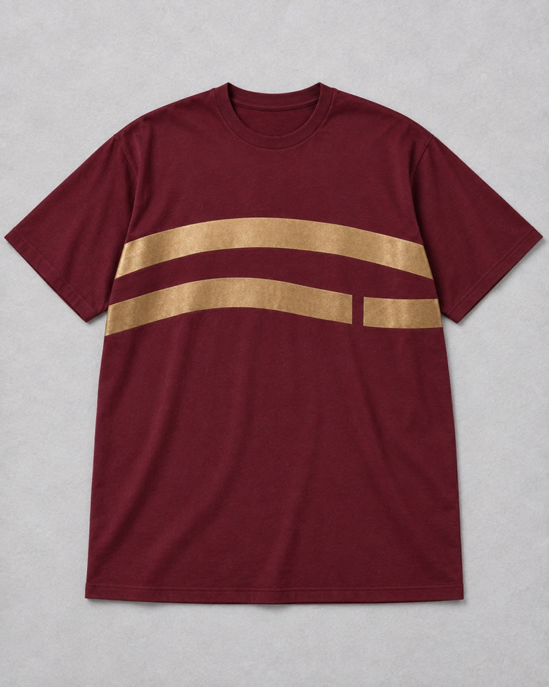 Burgundy Brass Wide Orbit T-shirt only, front product view