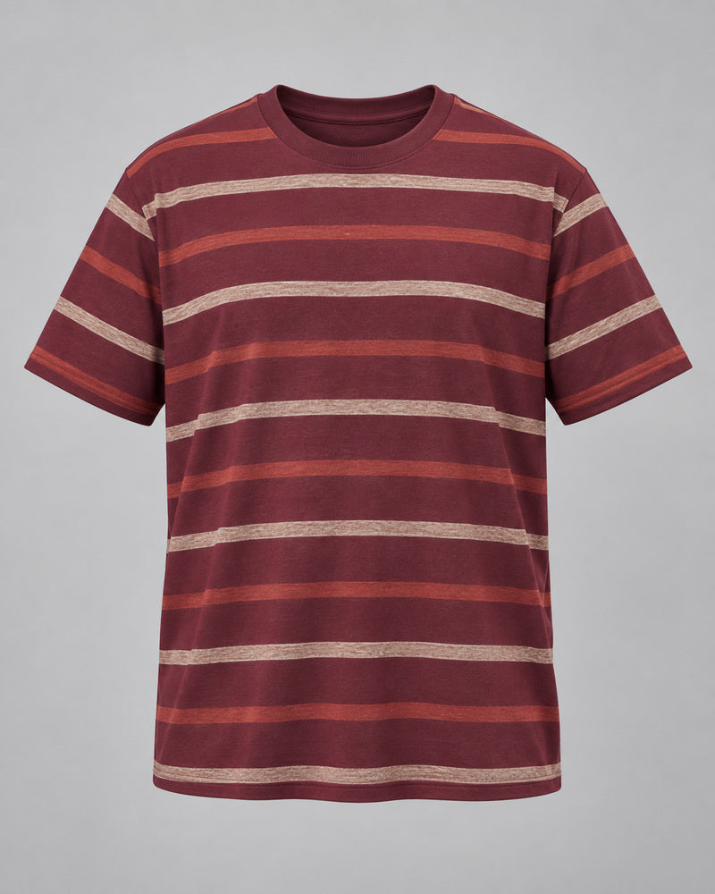 Burgundy Oat Field Stripe T-shirt only, front product view