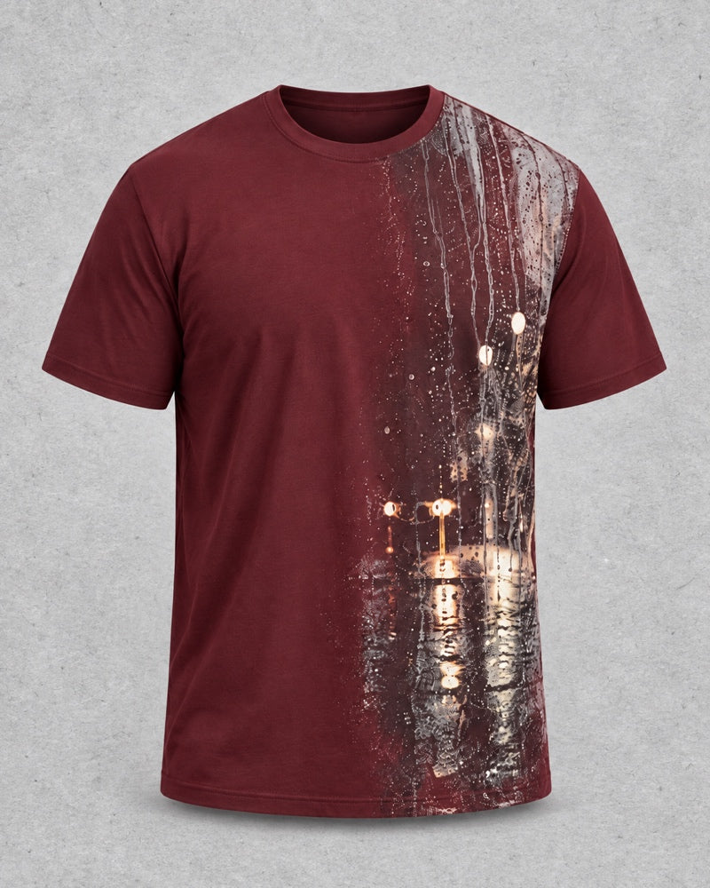 Burgundy Stone Rainline Glass T-shirt only, front product view