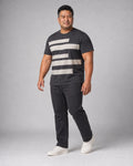 Charcoal Oat Wide Track complete t-shirt and pants set, full body studio view