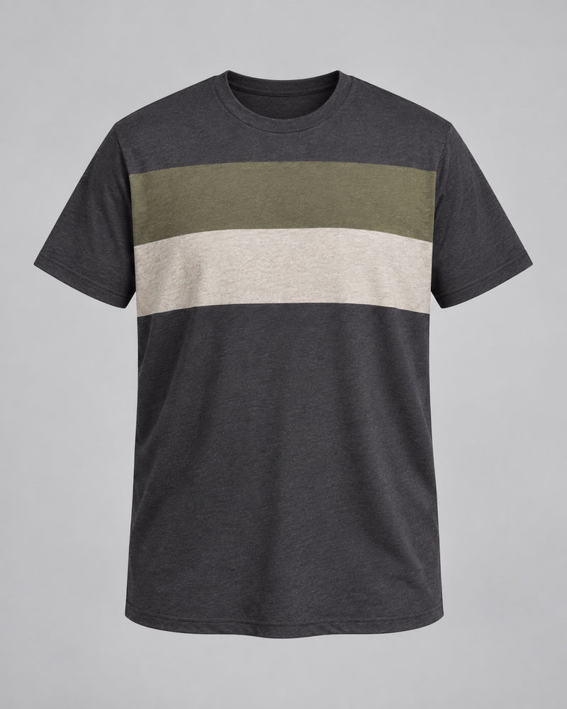 Charcoal Olive Block Relay T-shirt only, front product view