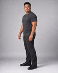 Charcoal Rust Highline Bracket complete t-shirt and pants set, full body studio view