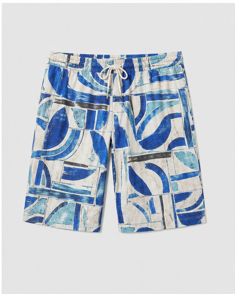 Coastal Tile Rhythm big and tall shorts only, front product view