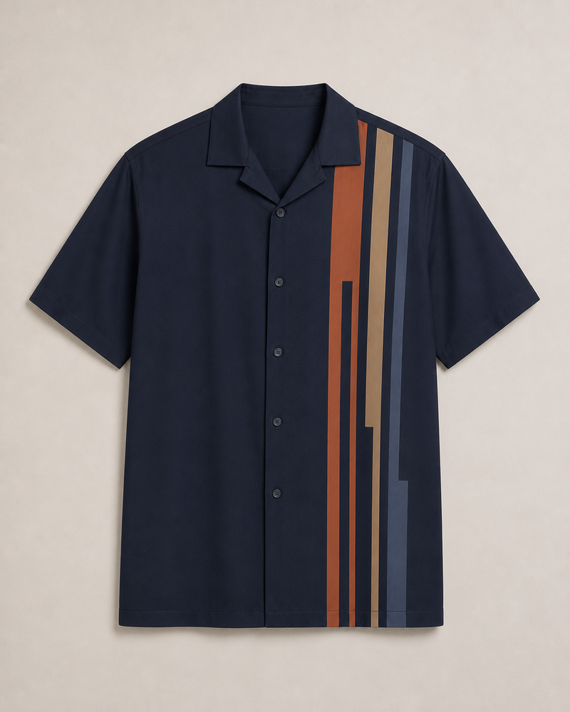 Copper Ledger pocket-free big and tall camp-collar short-sleeve shirt only, front product view