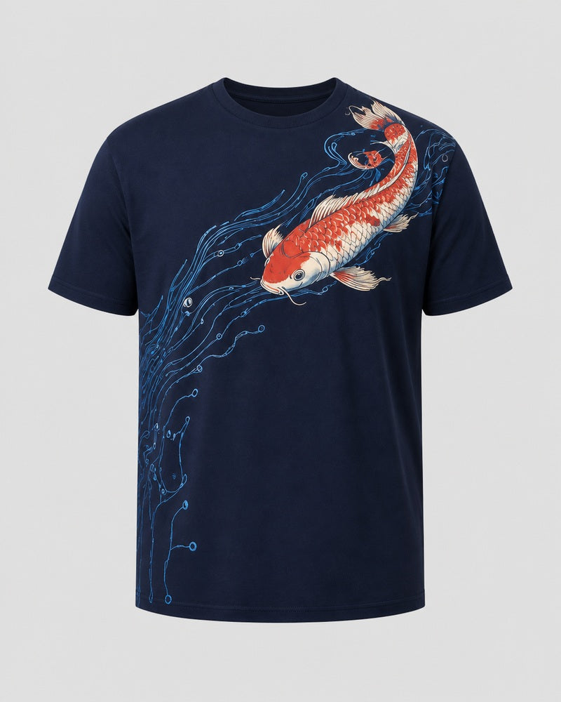 Deep Current Koi big and tall graphic T-shirt only, front product view