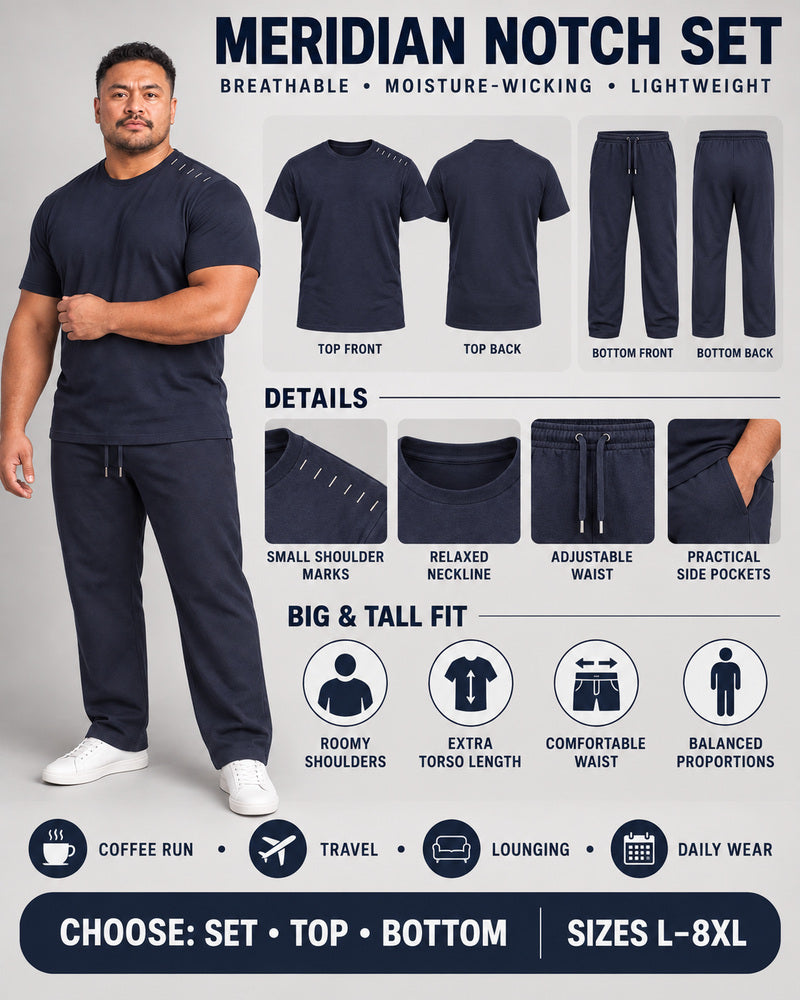 Deep Navy Oat Meridian Notch front and back, construction, fit, occasions and Set Top Bottom buying guide