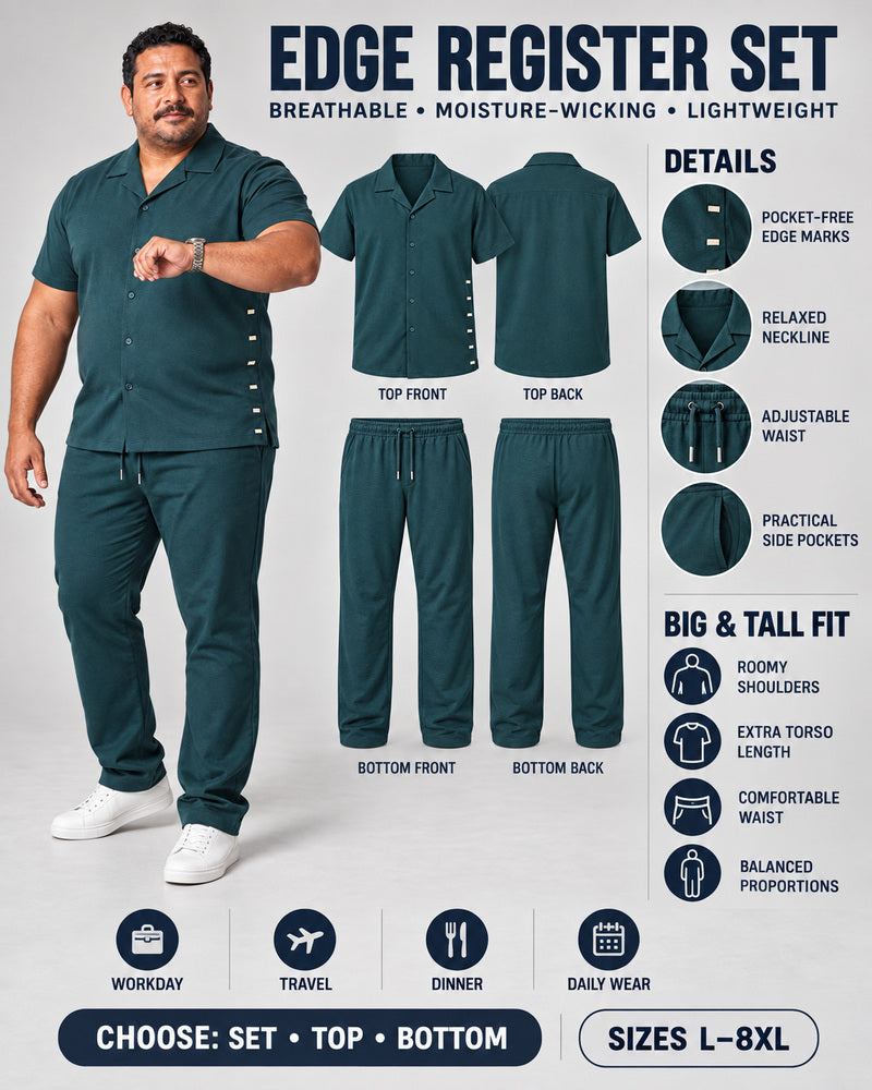 Deep Teal Oat Edge Register front and back, construction, fit, occasions and Set Top Bottom buying guide