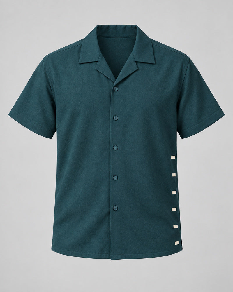 Deep Teal Oat Edge Register pocket-free shirt only, front product view