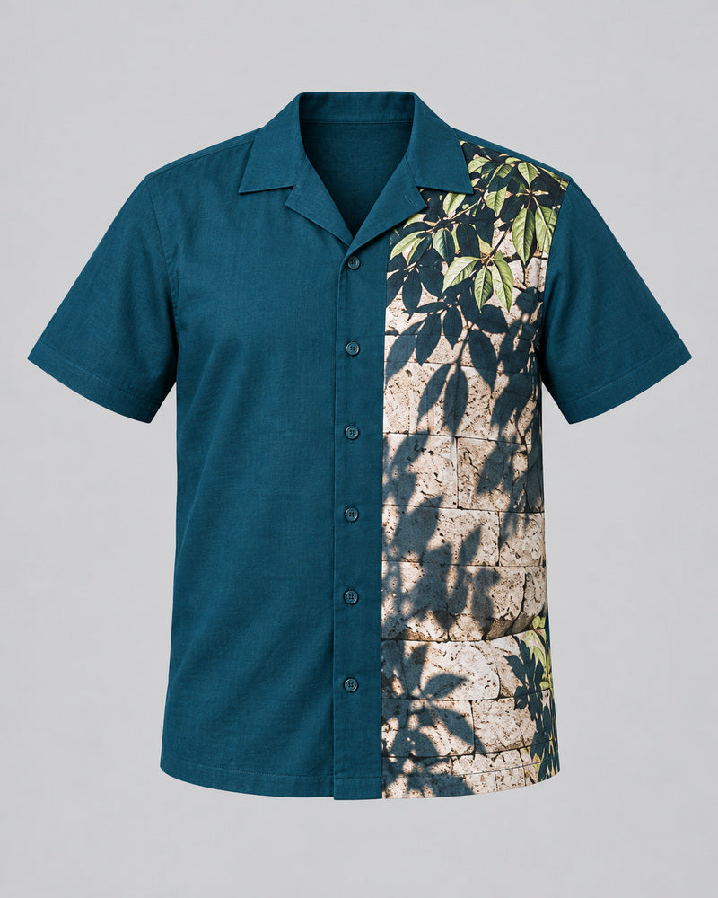 Deep Teal Stone Courtyard Shadow pocket-free shirt only, front product view