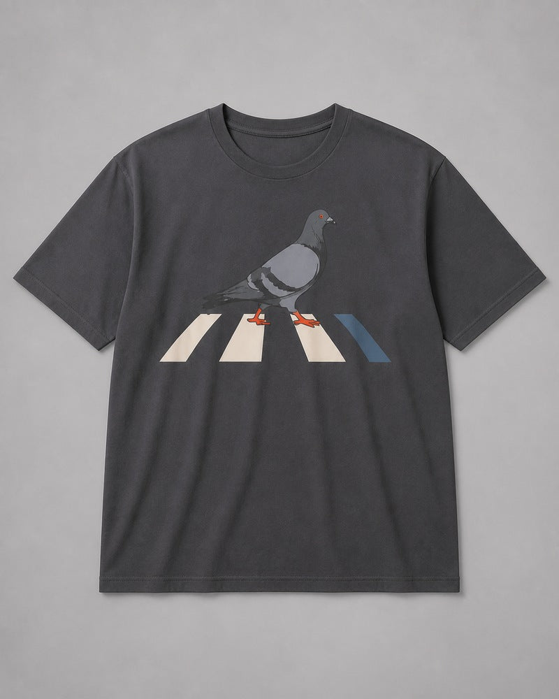 Graphite Pigeon Crosswalk big and tall t-shirt only, front product view