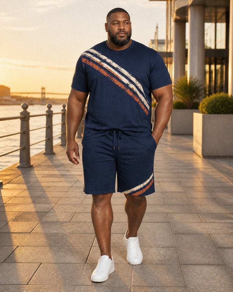 Big and tall man styling the Harbor Loom Signal coordinated outfit in a natural lifestyle scene
