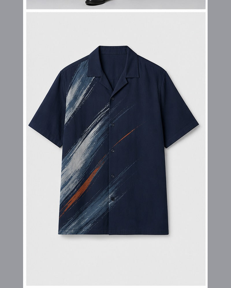 Indigo Brushflow pocket-free big and tall shirt only, front product view