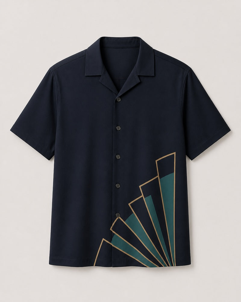 Ink Fancrest pocket-free big and tall camp-collar short-sleeve shirt only, front product view
