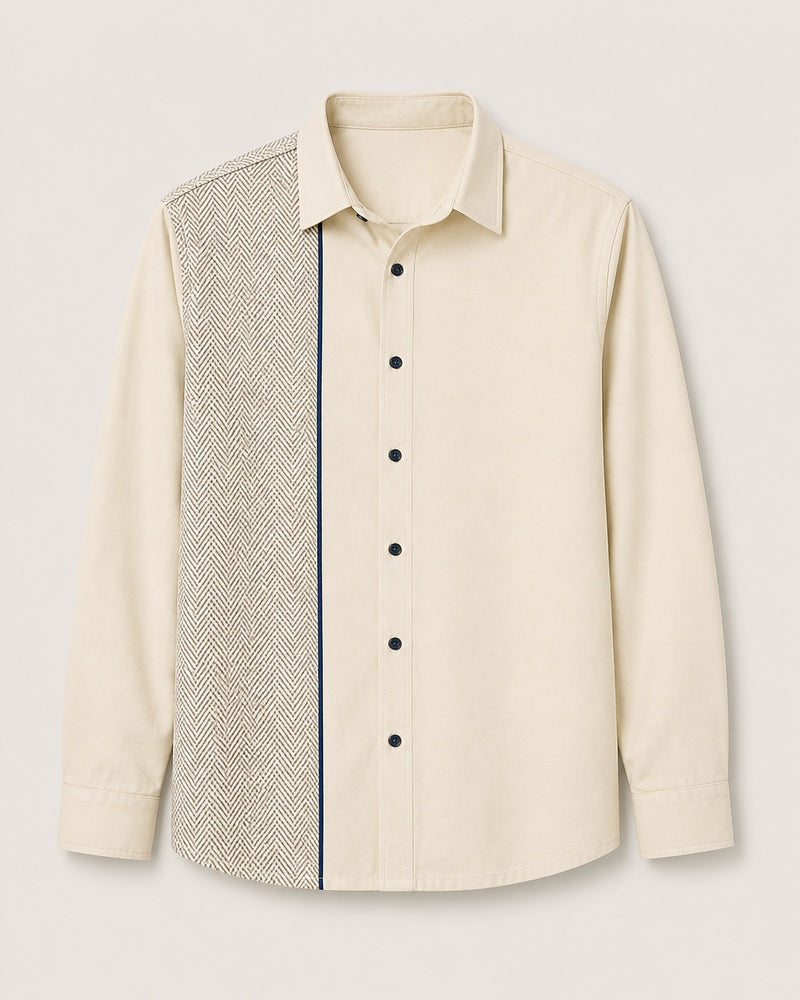 Ivory Chevronline pocket-free big and tall long-sleeve shirt only, front product view