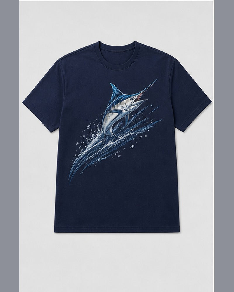 Midnight Marlin Wake big and tall t-shirt only, front product view