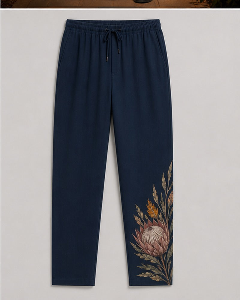 Midnight Protea big and tall pants only, front product view