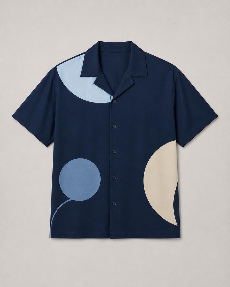 Moonlit Cadence pocket-free big and tall camp-collar short-sleeve shirt only, front product view