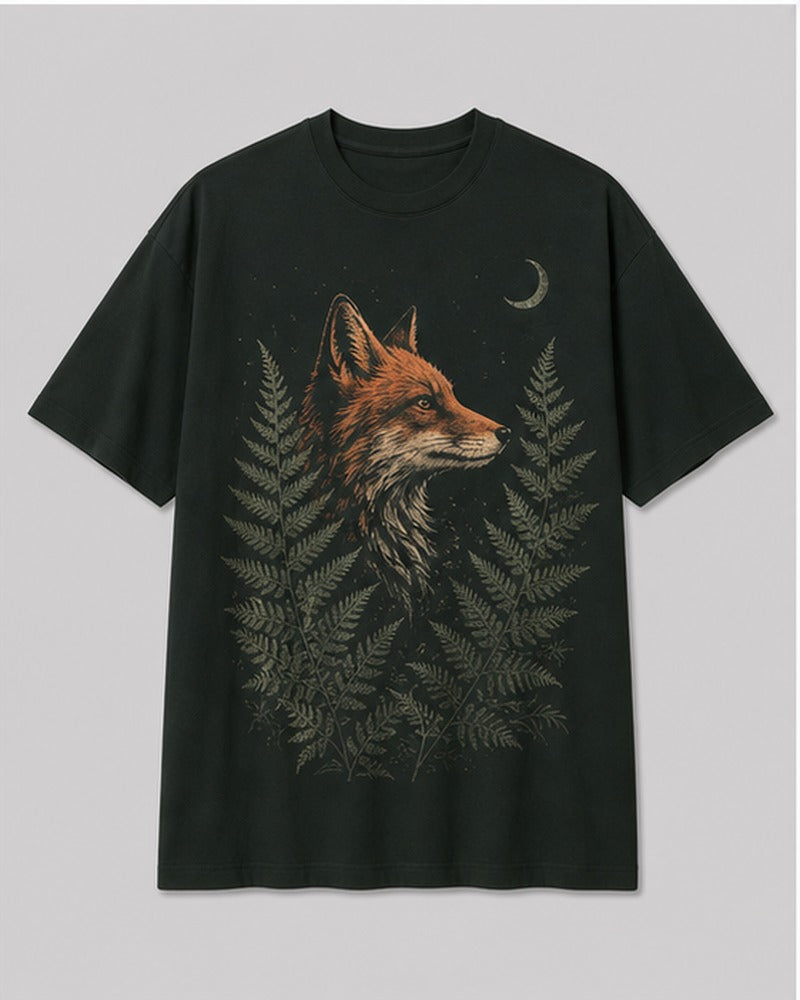 Night Fox Fern big and tall t-shirt only, front product view