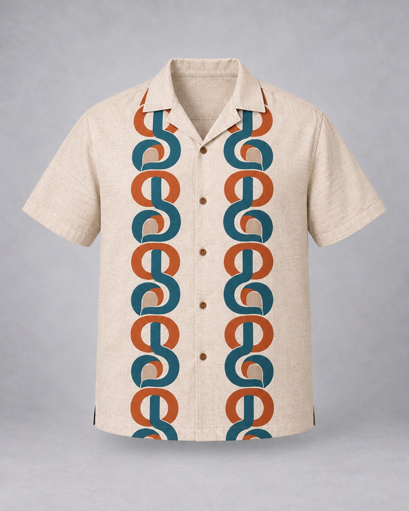 Oatmeal Deep Teal Arcade Loops pocket-free shirt only, front product view