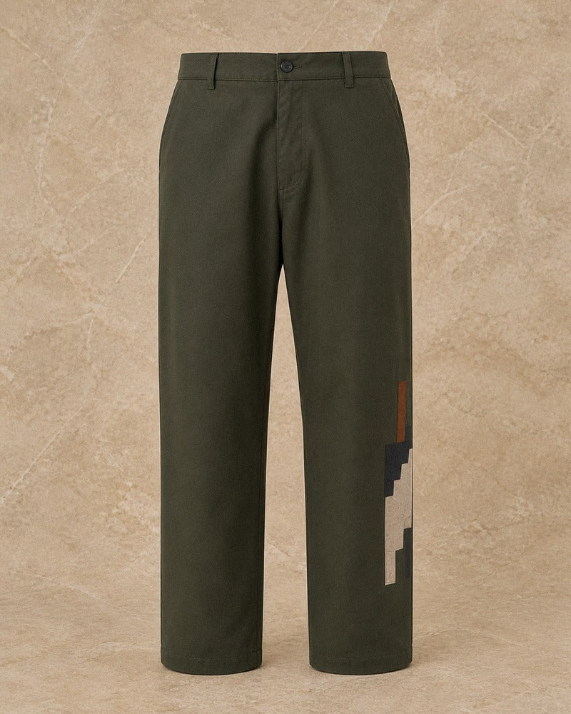 Olive Glyph Terrace big and tall pants only, front product view