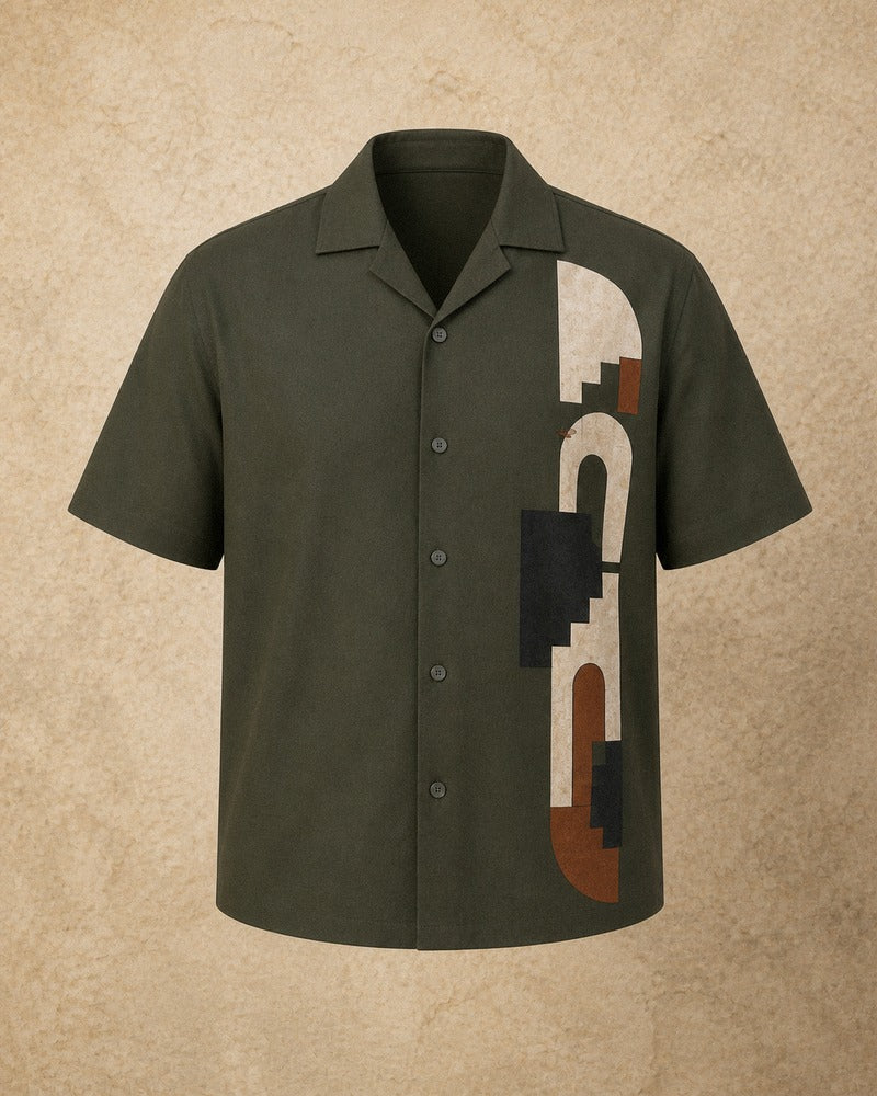 Olive Glyph Terrace pocket-free big and tall shirt only, front product view