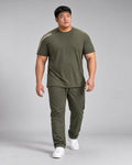 Olive Oat Twin Horizon complete T-shirt and pants set, full body studio view